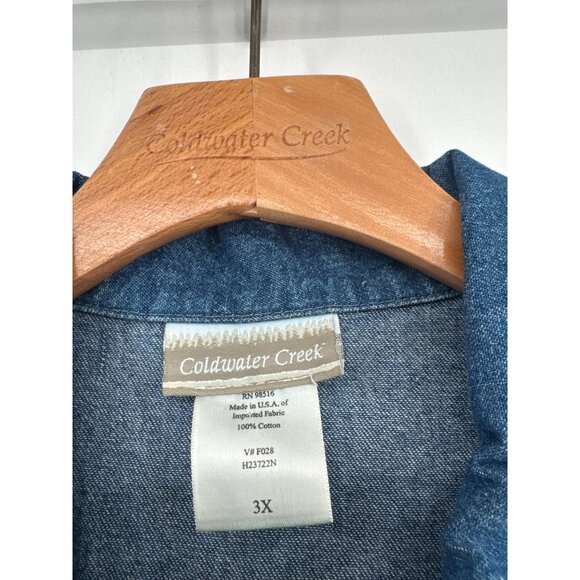 Coldwater Creek Denim Vest Lace cropped Womens size 3X plus - Picture 2 of 3